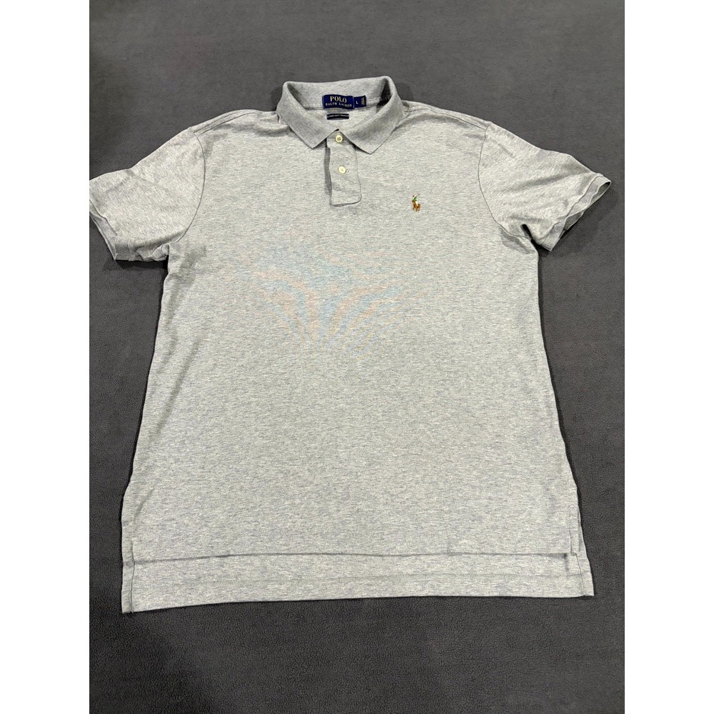 Polo Ralph Lauren Polo Shirt Mens Large Heather Gray Pima Soft Touch Resort Wear